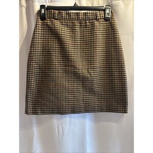 Vintage Russ Petite Toggs Skirt Womens Size S Multicolor Hounds Tooth Wool Blend